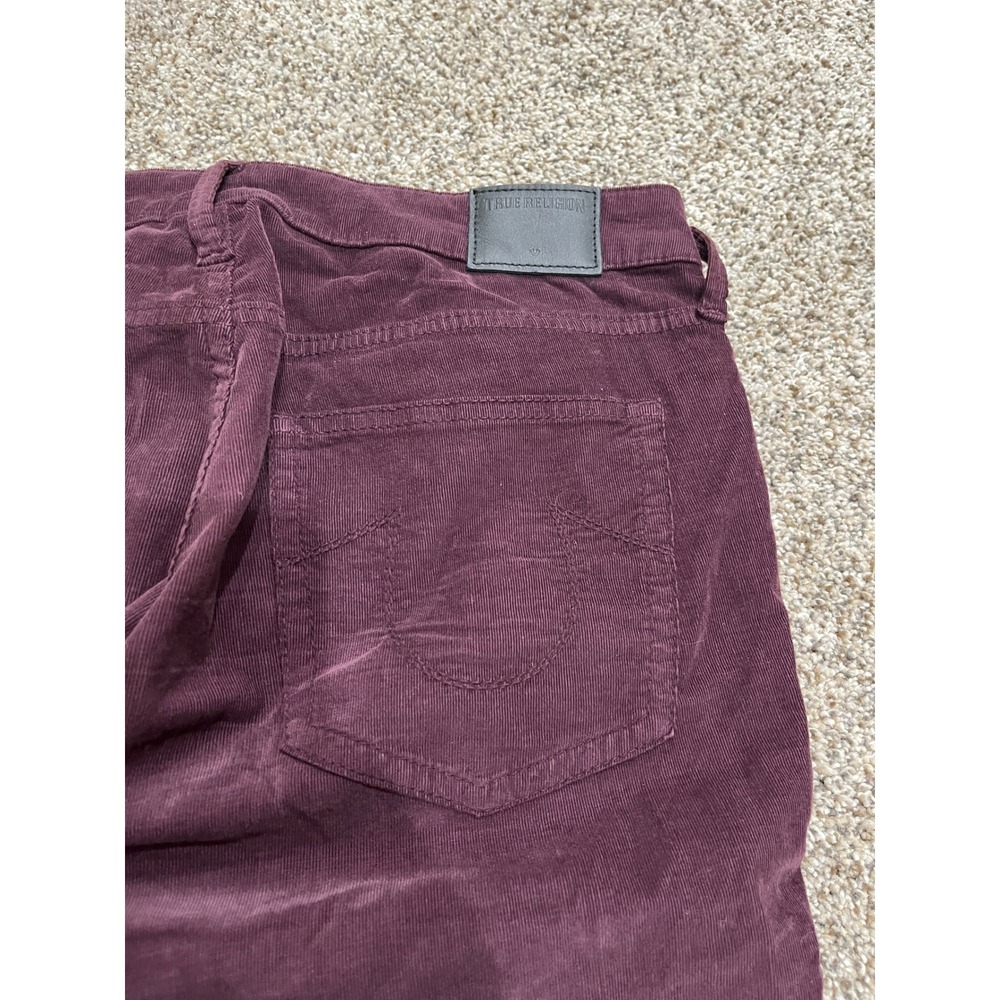 True Religion Burgundy Corduroy Slim Fit Pants Womens 29‎ Plum Purple Stretch - Picture 9 of 9